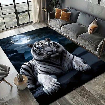 Luxuriöser Samt-Nachttiger-Teppich für Schlafzimmer und Wohnzimmer, Heimdekoration, rutschfeste Matte für das Bett
