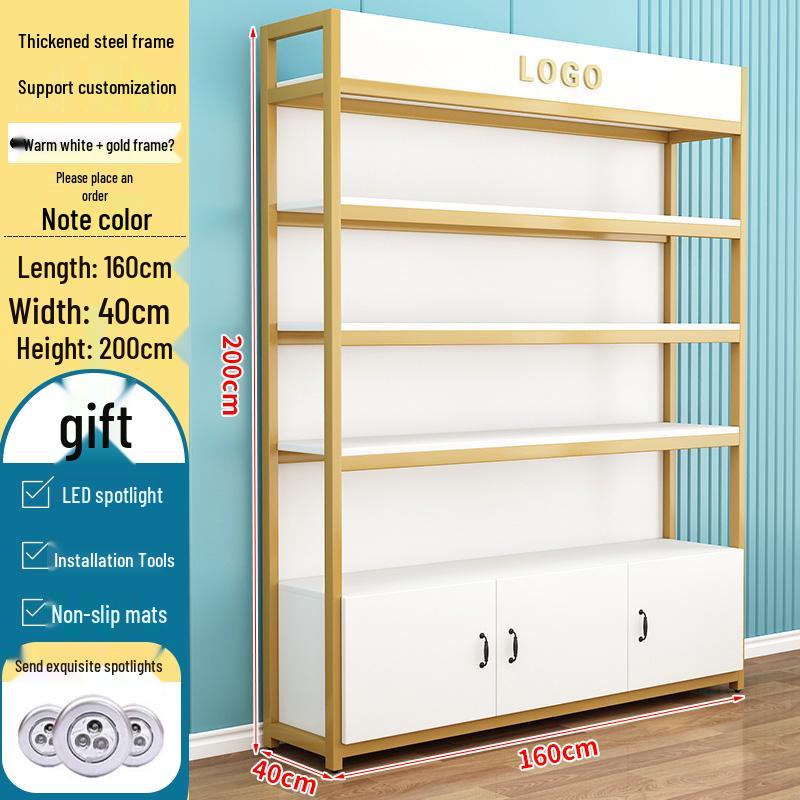 Steel-Wood Multi-Layer Floor Display Rack for Cosmetics and Baby Store