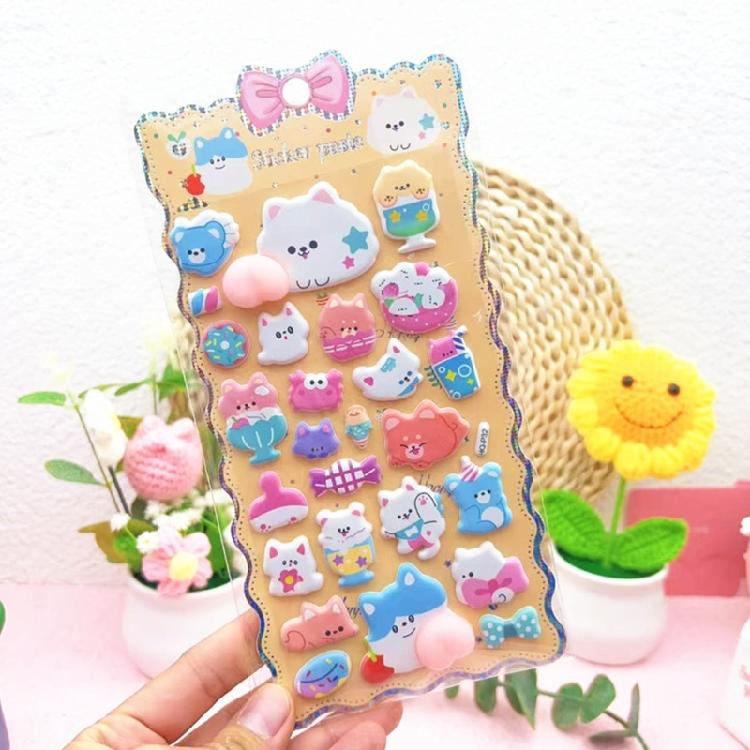 Reusing Tiny Sticker for Phone Case Notebook Handcraft Cute Puffier Sticker for Kids, 3D Design Sticker for Boys Girls