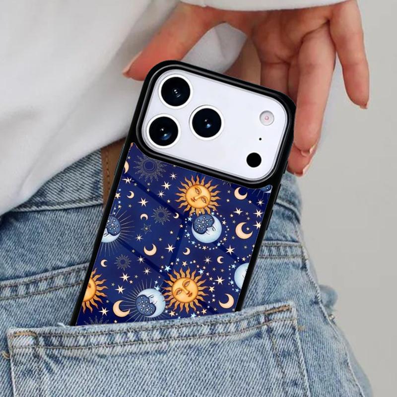 Sun And Moon Star Phone Case for iPhone 17ProMax 12 13 14 15 16e 17 Pro Max Plus Air Cover