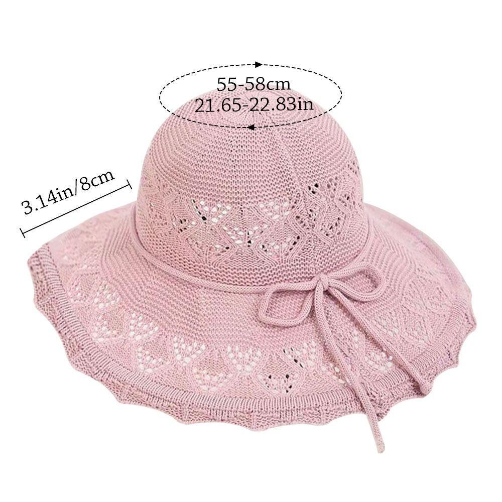 Wide Brim Beach Cap Bowknot Straw Hat Breathable Sun Hat  Women