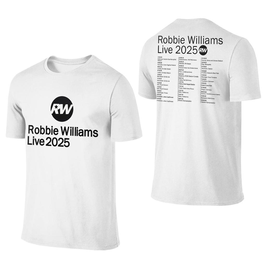 Robbie Williams Live 2025 Tour Concert Apparel Men Women T Shirt Cotton Tee Graphic Printing  T-shirt Clothing