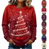 Women's Casual Long Sleeve Christmas Print Crewneck Sweatshirt Top for Fall and Winter