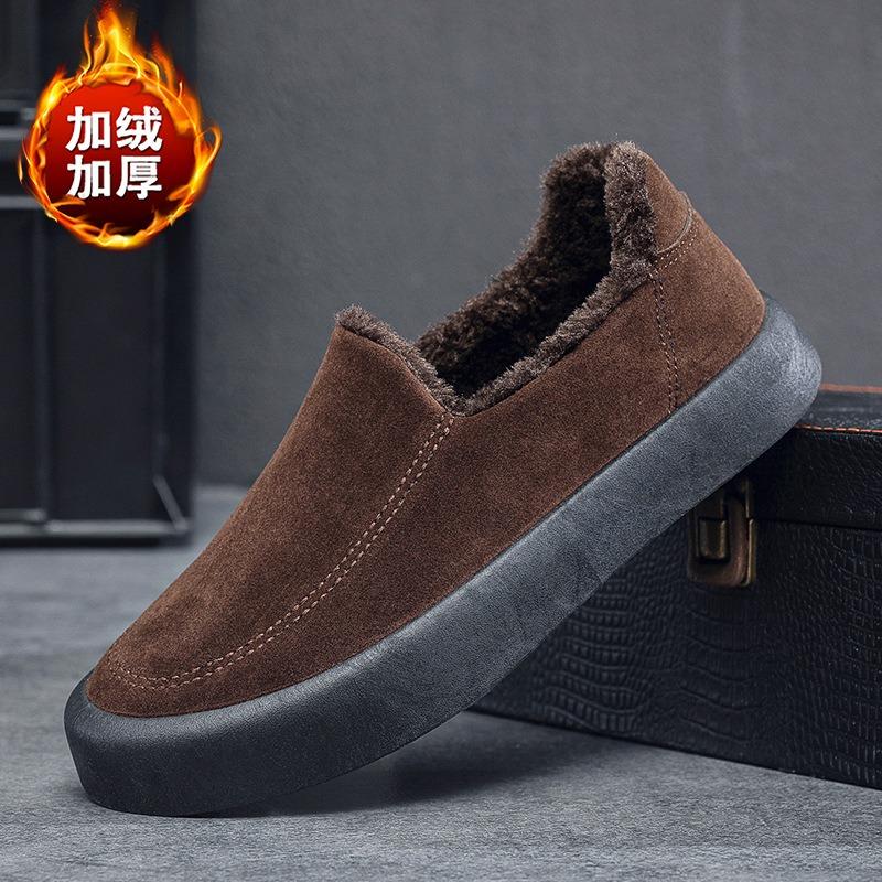 Winter New Large Size Warm Velvet Men's Shoes Green Casual Shoes Trendy Men's Shoes