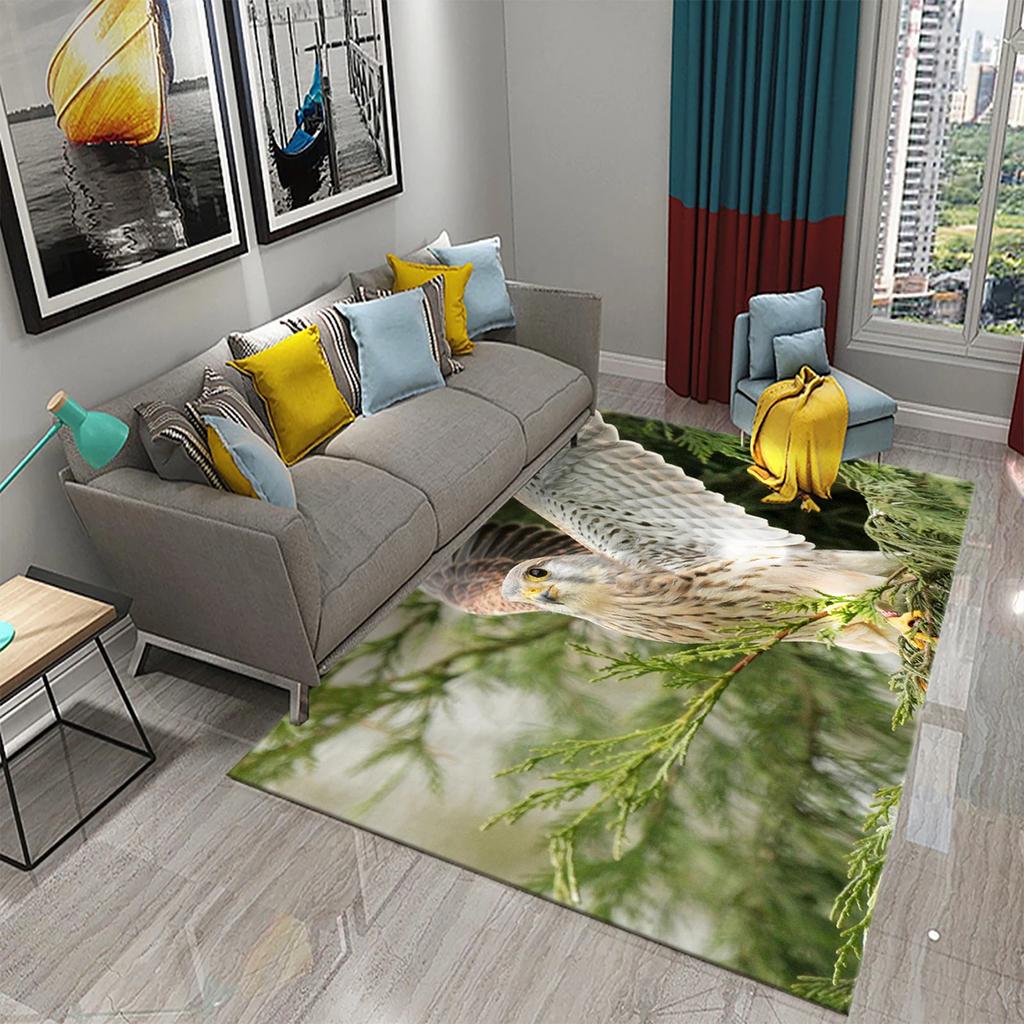 3D Cute Bird Carpet Beautiful Animal Forest Rug for Living Room Bedroom Sofa Kitchen Bathroom Doormat Non-slip Floor Decor Mat