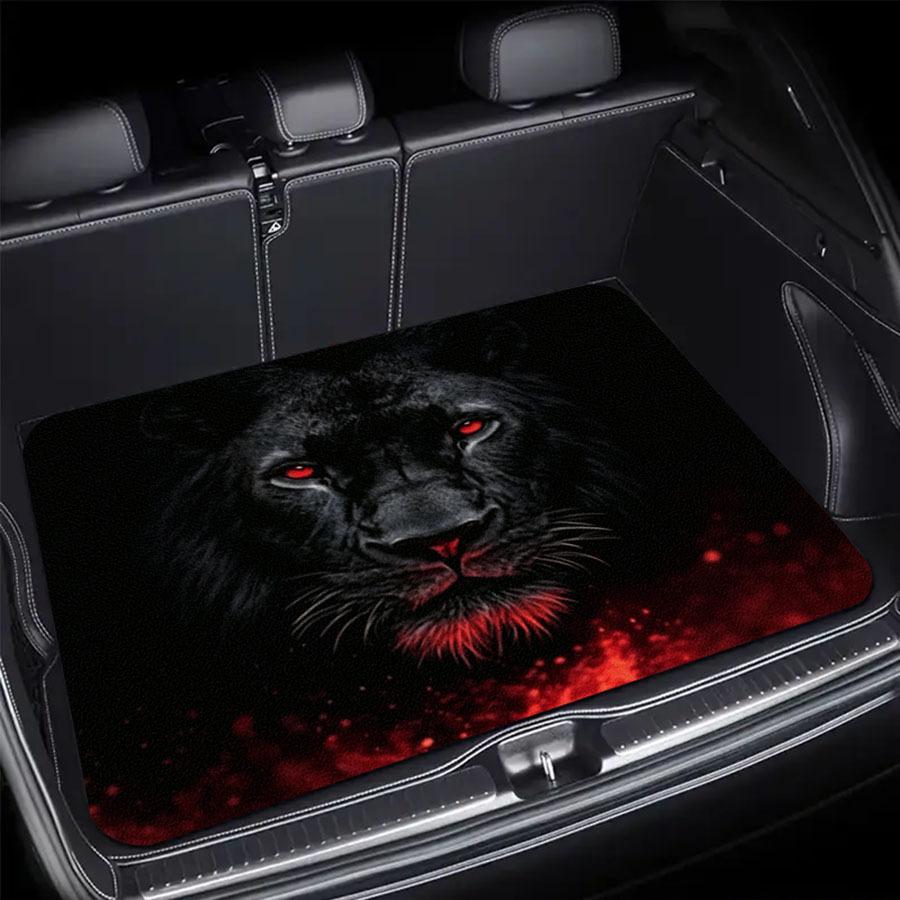 1pc Cool Black Panther Print Car Trunk Mat, Interior Protection Cargo Liner, Durable Polyester Floor Mat