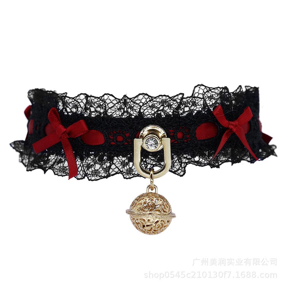 Lace Bow Bell Choker, Sweet Minimal Lolita Decorative Neck Collar