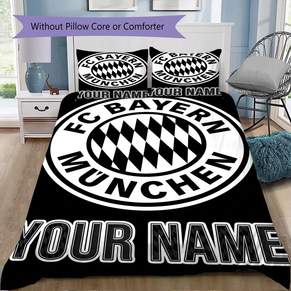 Custom Name Bayern Munich Pattern Bedding uilt Set uilt Cover Pillowcase Home Decoration Birthday Gift (1*duvet cover+2*pillowcase without core)