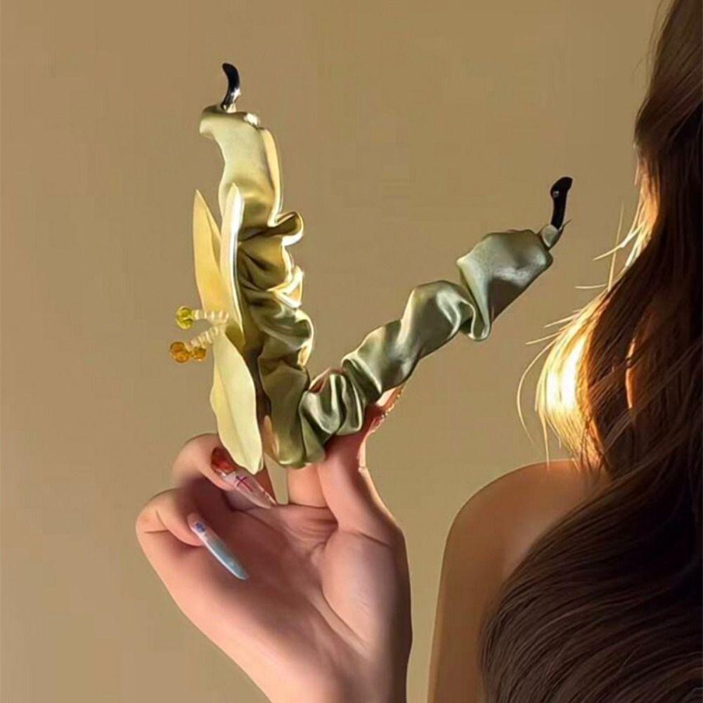 Non-Slip Flower Hair Clip Large Size Cloth Vertical Clip Retro Satin Banana Clip  Female
