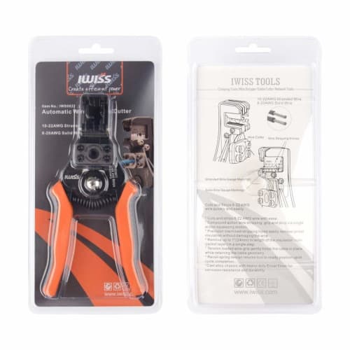 IWISS 2-Way Strip IWS-0822 Multi-Purpose Wire Stripper with Cable Cutter, Compatible with 0.3sq-8.0sq Wires