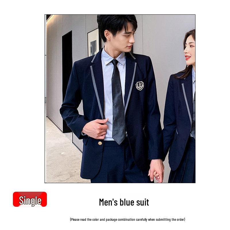 Unisex British College-Style Suit Jacket & Pleated Skirt Set: Stylish, Professional JK Uniform.