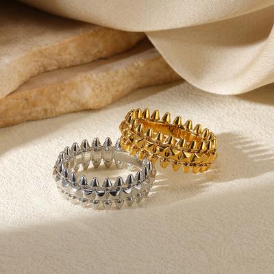 Design Style Riveted Bullet Stainless Steel Rings For Women Punk Gold Color Creative Ring Broad Surface Finger Jewelry Gift