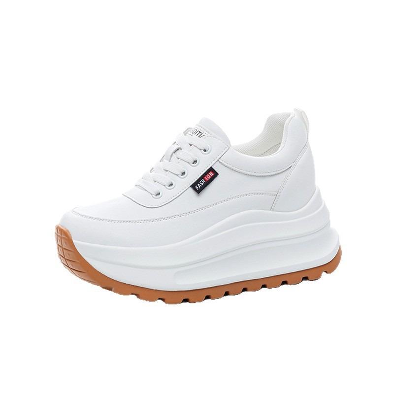 Inner heightening women's shoes, new spring and autumn single shoes, small muffin shoes, thick-soled wedge heels, small white shoes, casual shoes tide