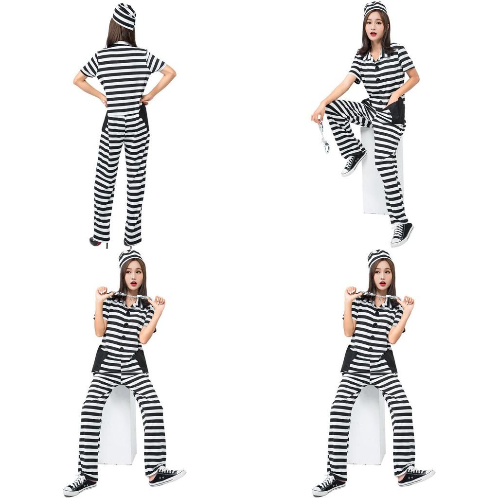 Japanese Anime Striped Prisoner Costume For Cosplay And Stage Performance