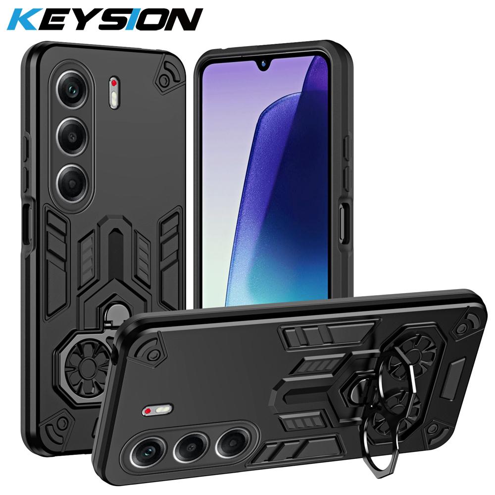 

KEYSION Противоударный бронированный чехол для TECNO Camon 40 Pro 4G 5G Мягкий силикон+ПК Металлическая подставка-кольцо Чехол для телефона для для TECNO Camon 40 for Camon 40 Pro 5G чёрный