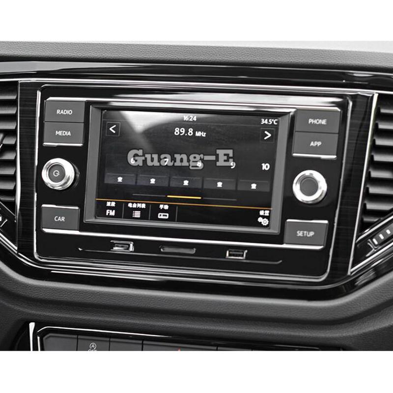 Car Display Bar Navigation Decorative Frame For Volkswagen VW T-ROC TROC 2017 2018    Stainless Steel Interior 1pcs