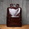NZPJ Men's Vintage Genuine Leather Backpack Top Layer Cowhide Large Capacity Casual Travel Bag Suitable For 17 Inch Laptops