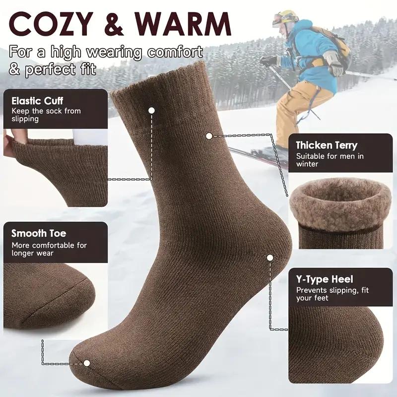 3 Paar Dicke Winter Samt Schnee Socken für Herren, Weiche Plüsch Warme Stiefelsocken, Ein Geschenk für Ehemänner, Väter oder Freunde