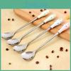 Stylish Floral Ceramic Handle Stirring Spoon With Durable Stainless Steel For Beverages