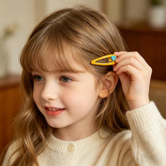 5Pcs Kids Hairpins Scratch-Resistant Surface Heart Decoration Girls Hair Clips Side Bang Hair Pins Hair Accessories