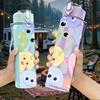 1PC Pastel Baby Monster Seamless Print 750ml Color Plastic Sports Water Bottle Leakproof Flip Straw Lid Suitable for Sports Office Home Use
