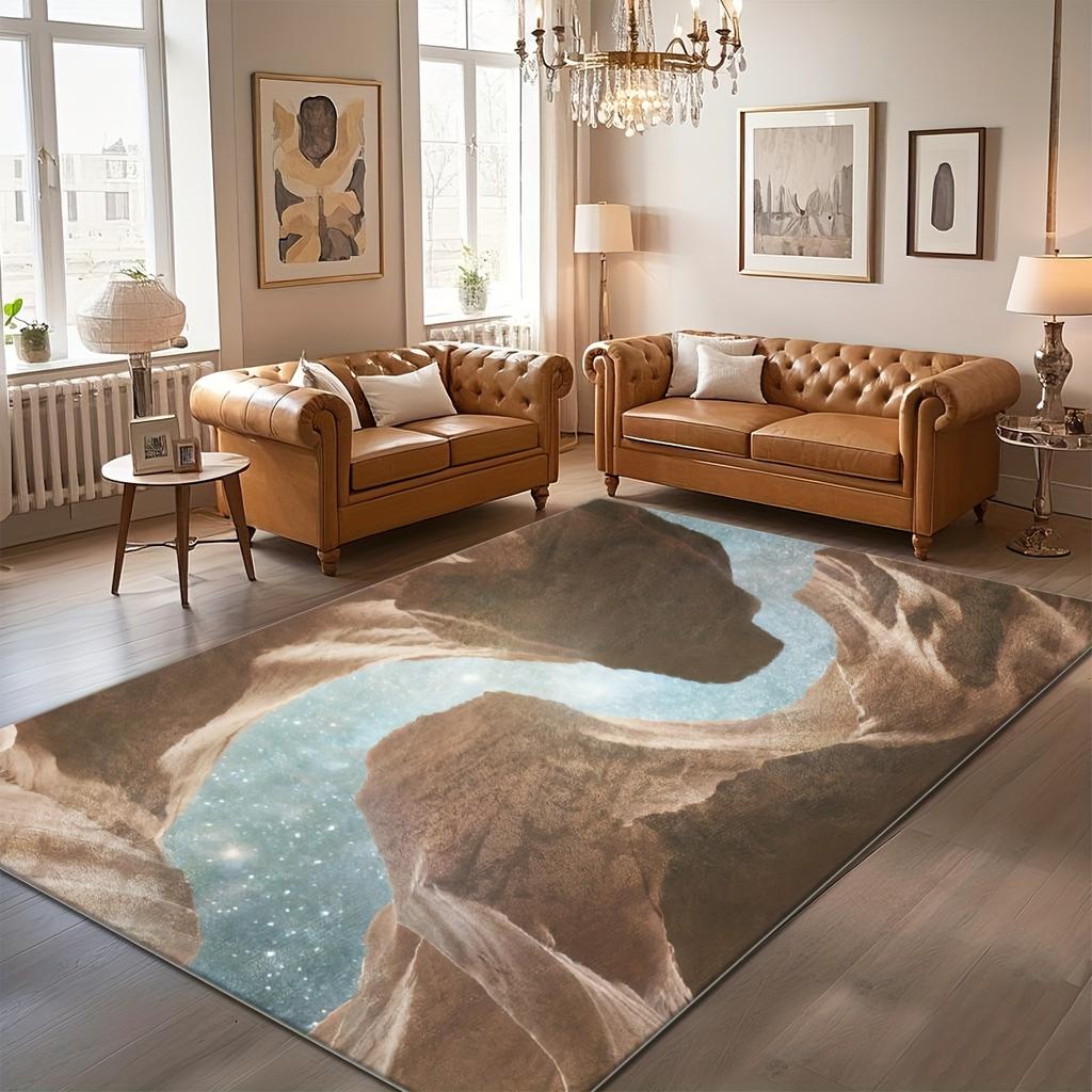 Abstract Black Purple Gold Splash Area Rug Modern Watercolor Fluid Art Living Room Bedroom Floor Mat