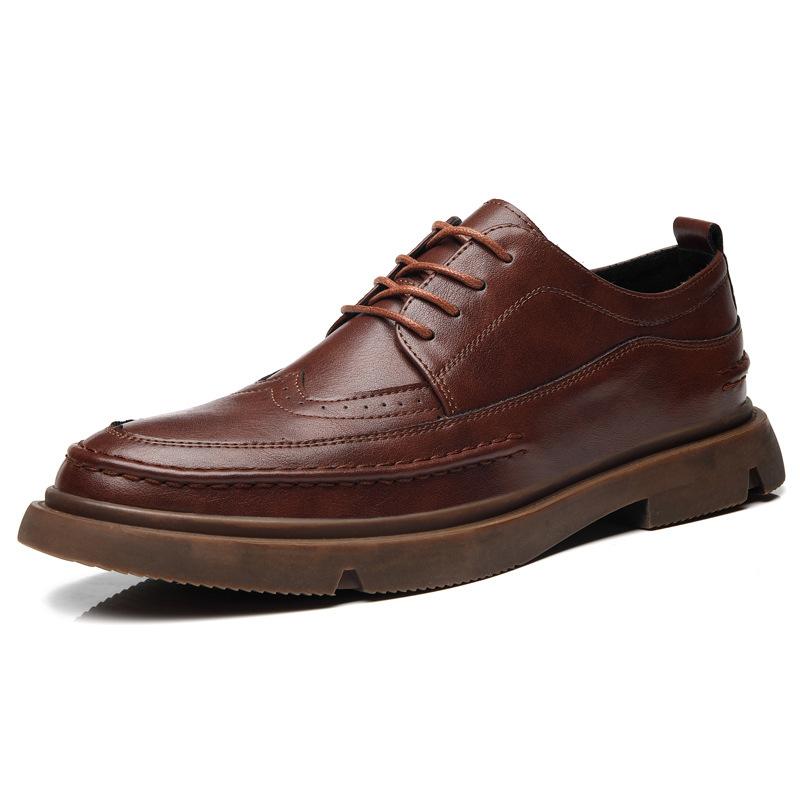 

Men s shoes autumn new Brock engraved leather shoes men s Korean version casual four seasons trendy men s shoes breathable men s leather shoes 44