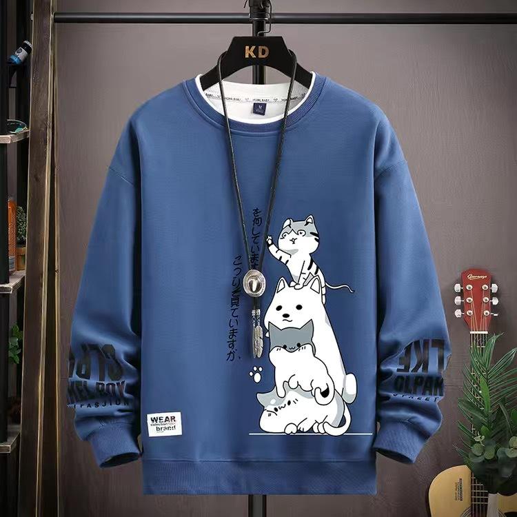 Spring Autumn Men Clothing Sweatshirt Harajuku O-Neck Long Sleeve Sweatshirt Men Casual Streetwear Hoodies Men