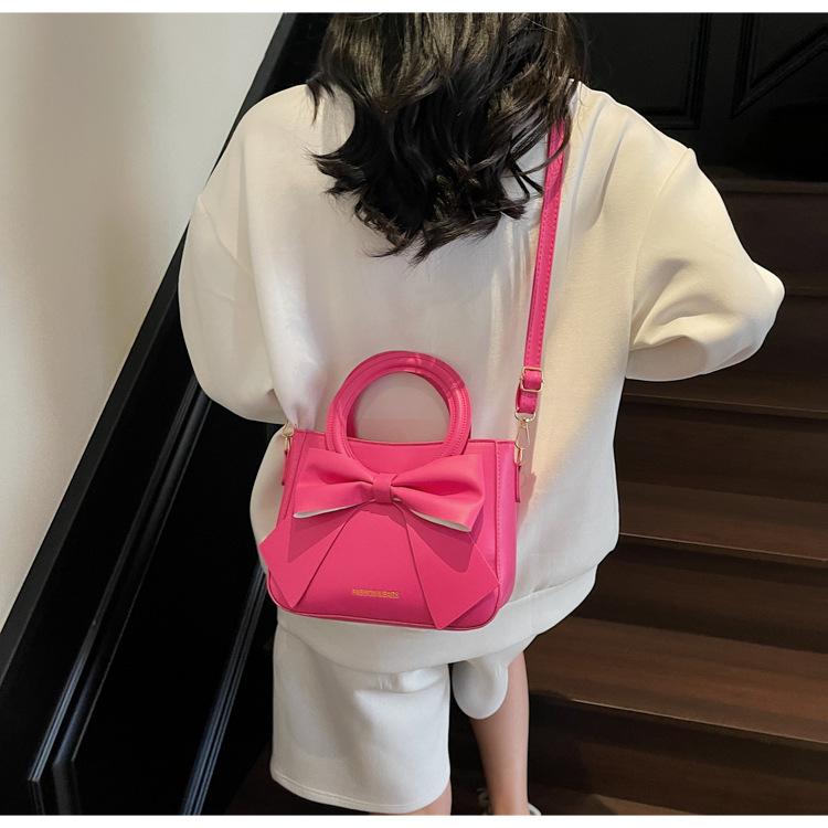 Retro Bow Knot Shoulder Bag Chic High Quality Faux Leather Handbag for Women