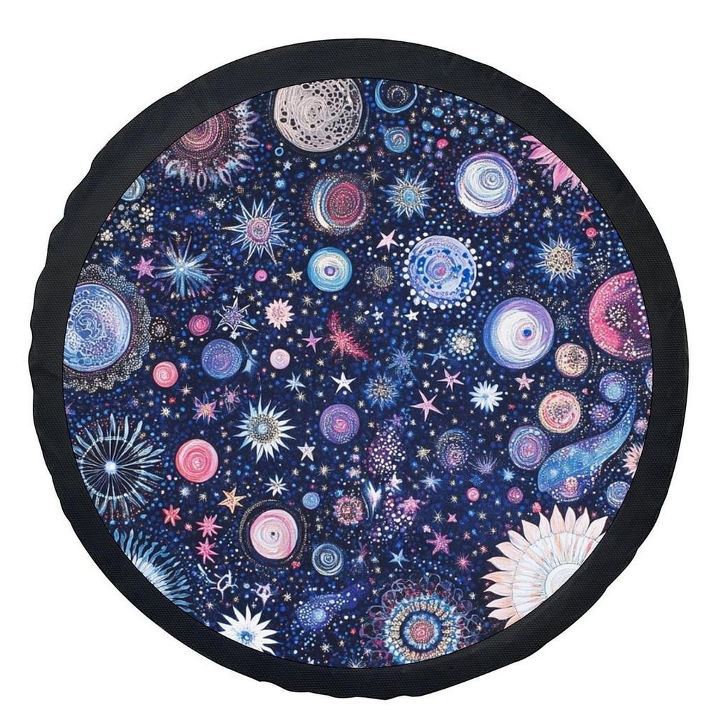 Single Piece Tire Cover Featuring A Starry Night Sky Design, Stylish Universal Fit For Wheel Protection, Compatible With Most Ve