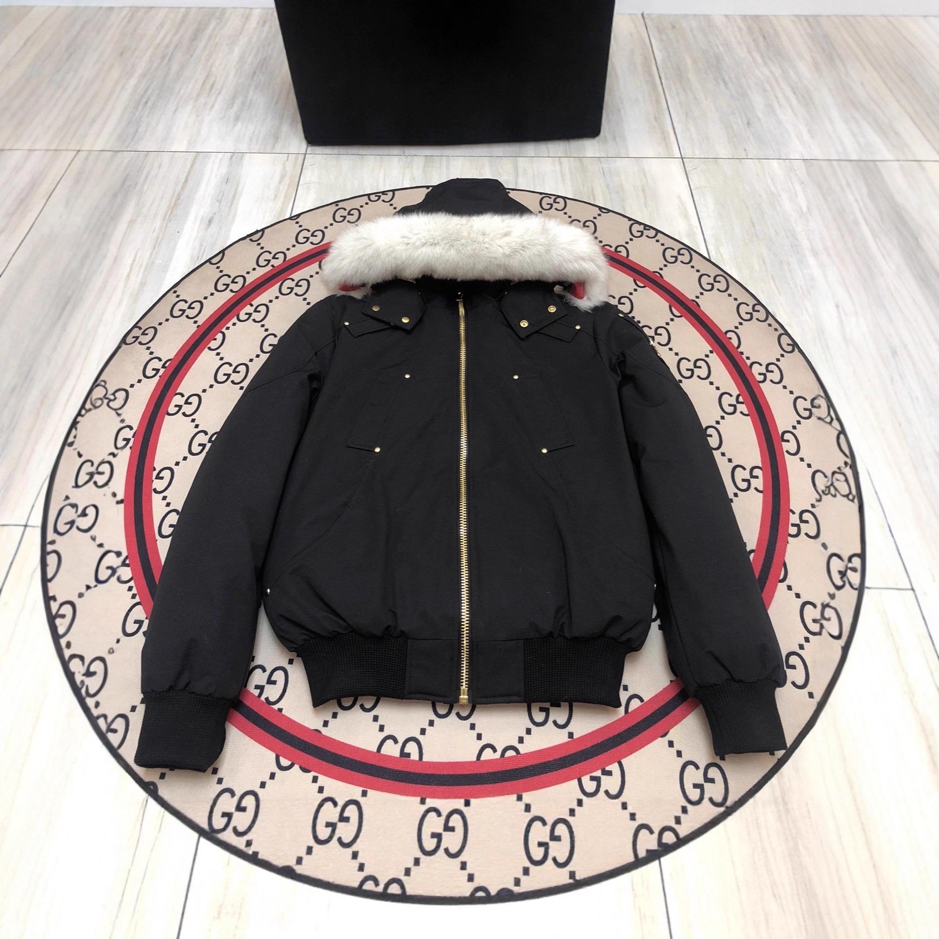 

Men s Gold Badge Fox Fur Bomber Down Jacket #02G by Palm Moose Small