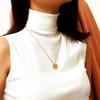 Semplice Collana Rotonda con Zirconi Catena per Maglione Donna, Collana con Ciondolo Personalizzato 26 Lettere Micro-Intarsiato