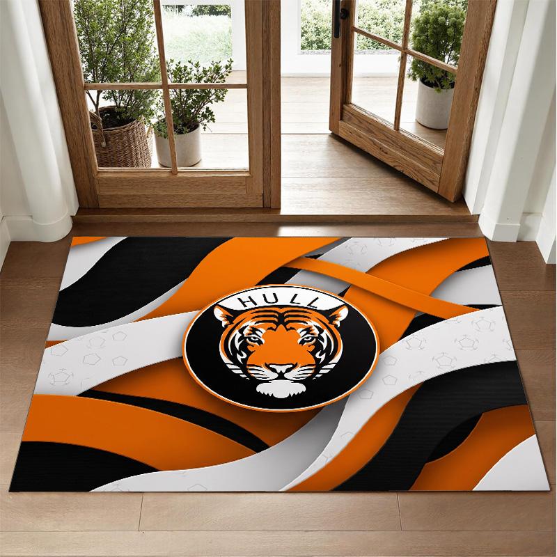 Hull City Football Design Crystal Velvet Rug Soft Decorative Mat for Bedroom Entrance