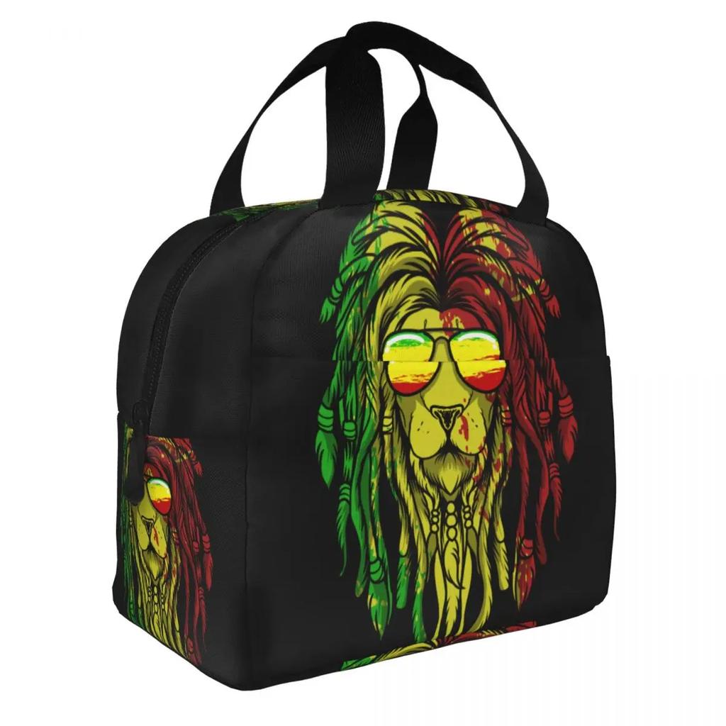 Reggae Music Lion Jamaican Flag Rasta Rastafari Thermal Insulated Lunch Bag Women Resuable Lunch Tote Travel Storage Food Box