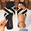 Stylish Black and White Strappy Flat Sandals - Elegant Open-Toe Design with Adjustable Straps, Perfect for Summer and Beach Wear