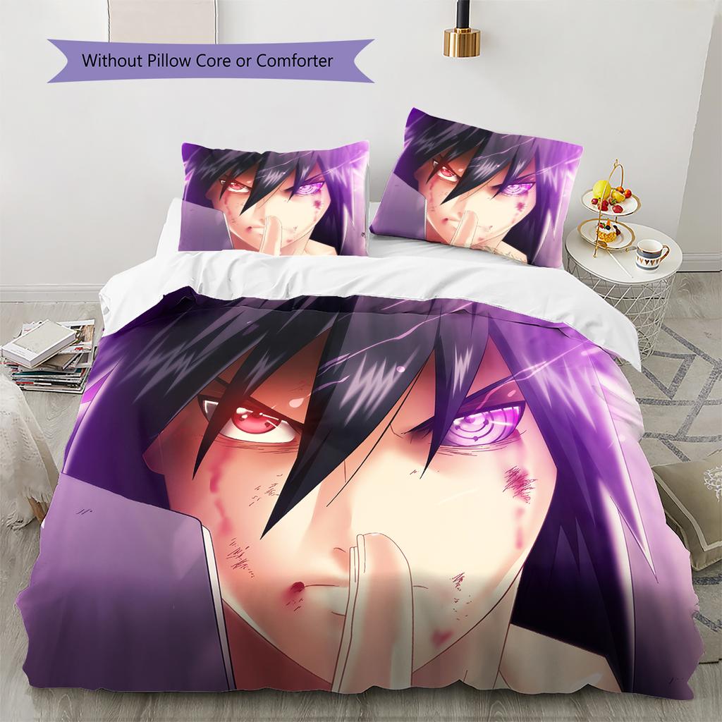 Sasuke Uchiha Pattern Bedding Home Decoration Birthday Gift (1 * duvet cover + 2 * pillowcase, without core)