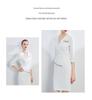 Formal Pleated V-Neck Slim Dress for Beauty Salon Receptionist