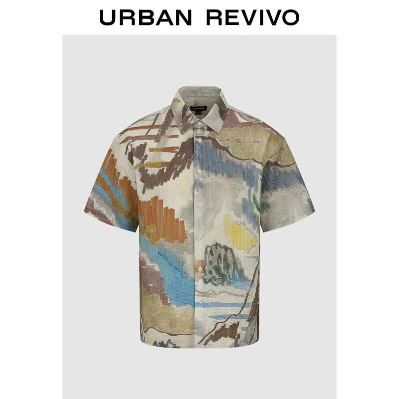 Men s Graffiti Print Short-Sleeve Casual Shirt XL