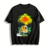 Happy Camper Sunset RV Print Casual T-Shirt For Camping Lovers Pure Cotton T-shirt