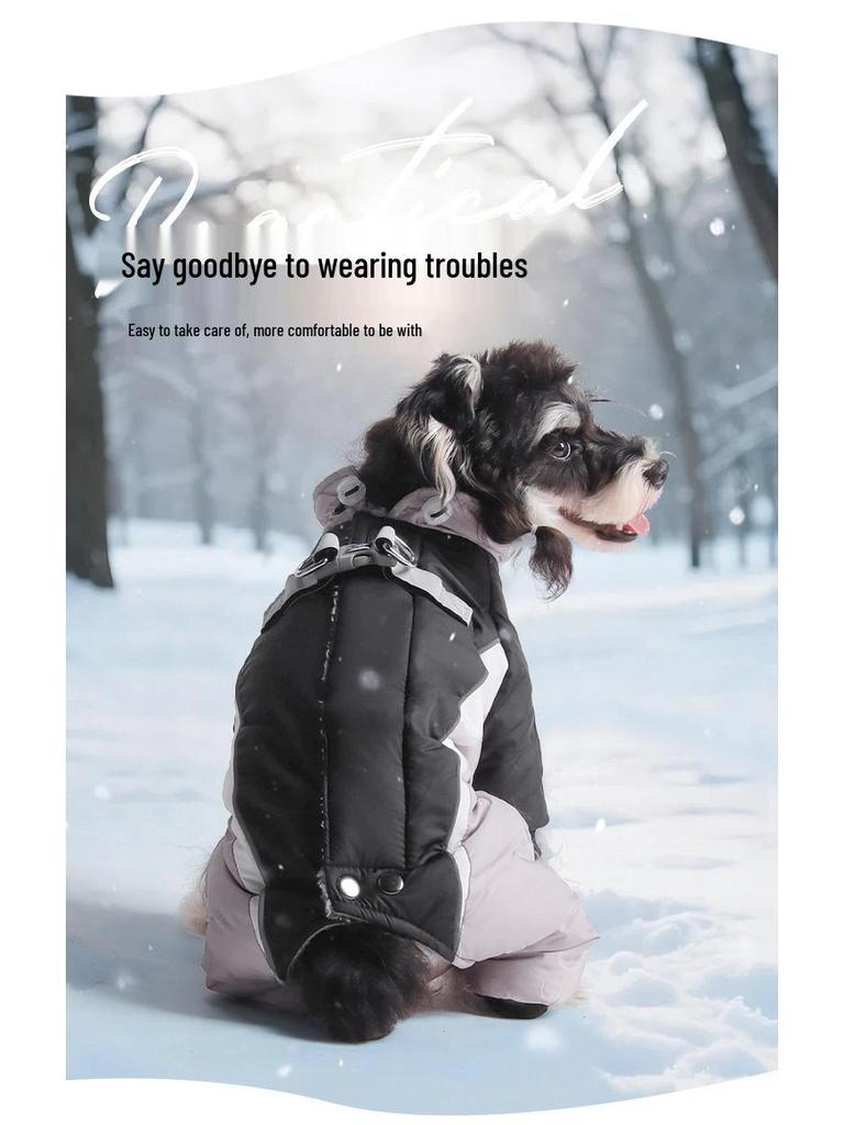 Reflective Four-Legged Cotton Dog Coat for Cold Weather