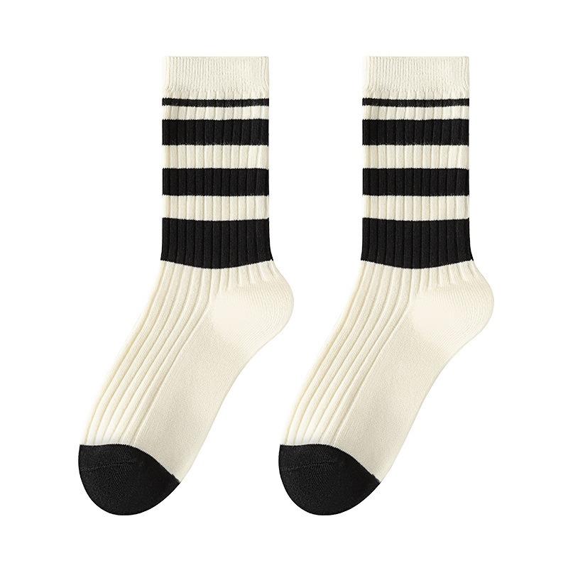 Women's Spring and Autumn Mid-calf Socks, Sweat-absorbing and Odor-proof Pure Cotton Socks, Versatile Pile Socks, Multicolored Cotton Socks