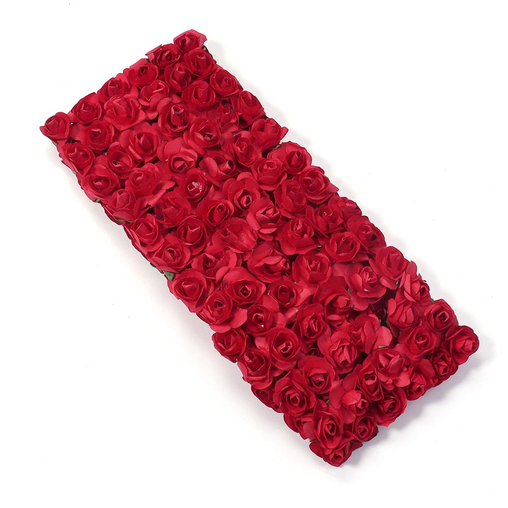 144pcs 2cm Paper Artificial Rose Flower Bouquet Colorful Mini Rose Fake Flowers For DIY Wedding Party Gifts Wreath Decoration