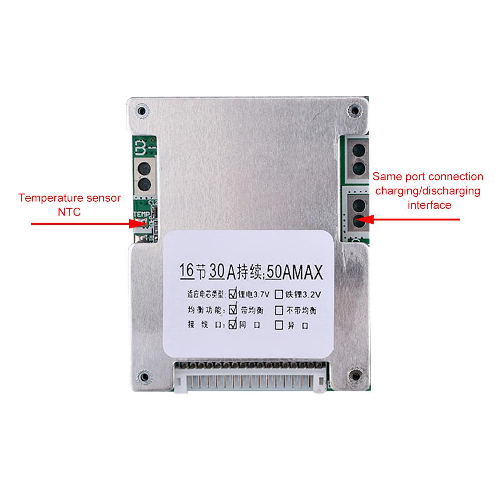 BMS 16S 60V 50A Lithium Battery Protection Board with Balance Charging Protection Board for Electric Bike Scooter E-bike