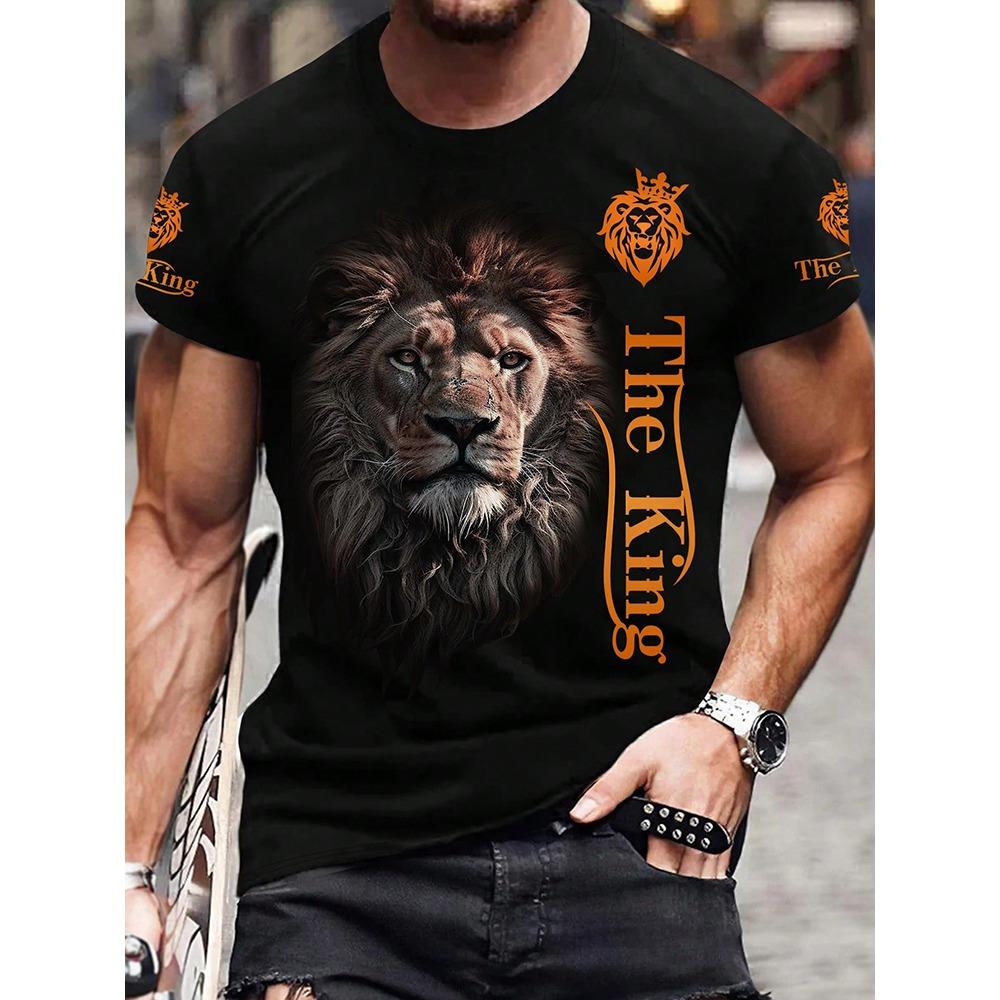 

Summer Men s Breathable Short Sleeve T Shirt Lion Printed Round Neck Short Sleeve Casual Fashion Street Men s Large Size T Shirt 6XL