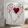 Romantic Red Heart Pattern Waterproof Shower Curtain, Fashionable Bathroom Decoration, Ideal Valentine'S Day Gift Multiple Sizes