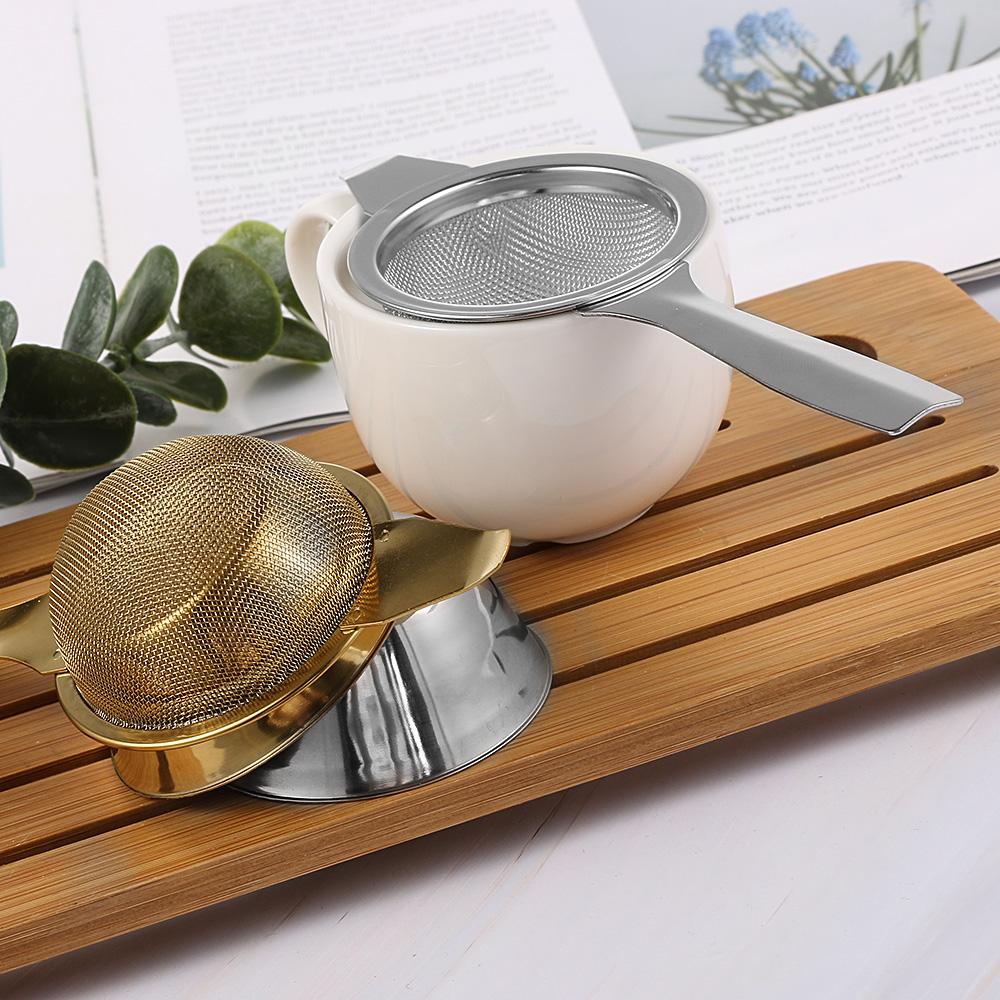 Tea Strainer Tea Filters with Handle Reusable Stainless Steel Mesh Colander Practical Tea Coffee Spice Infuser Gift Gold Silver