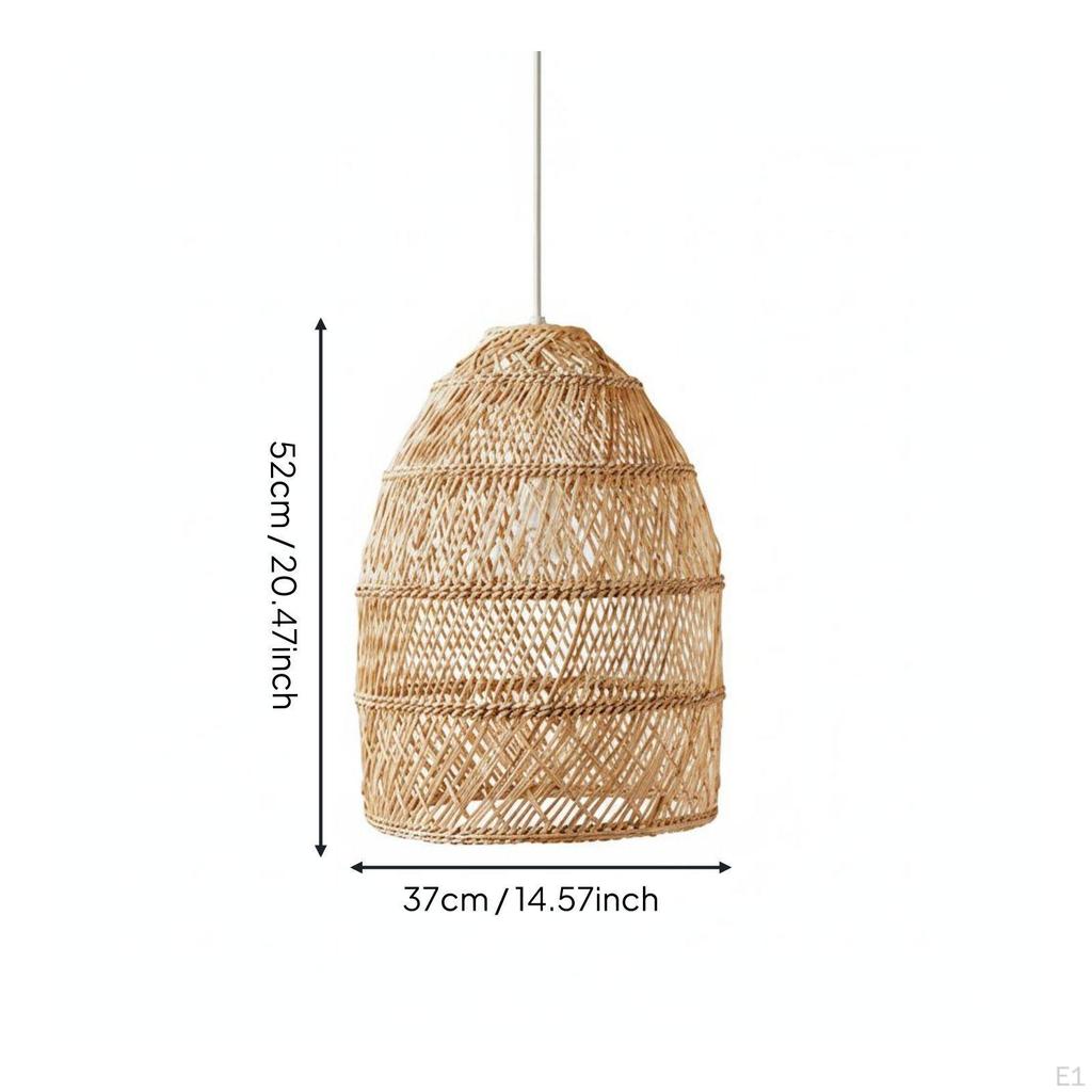 Rattan Pendant Lampshade Retro Design Woven Hanging Light Shade Rustic Elegance Fiber Lamp Cover for