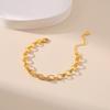 Gold Plated Thick Oval Chain Twisted Design Women Fashion Bracelet
