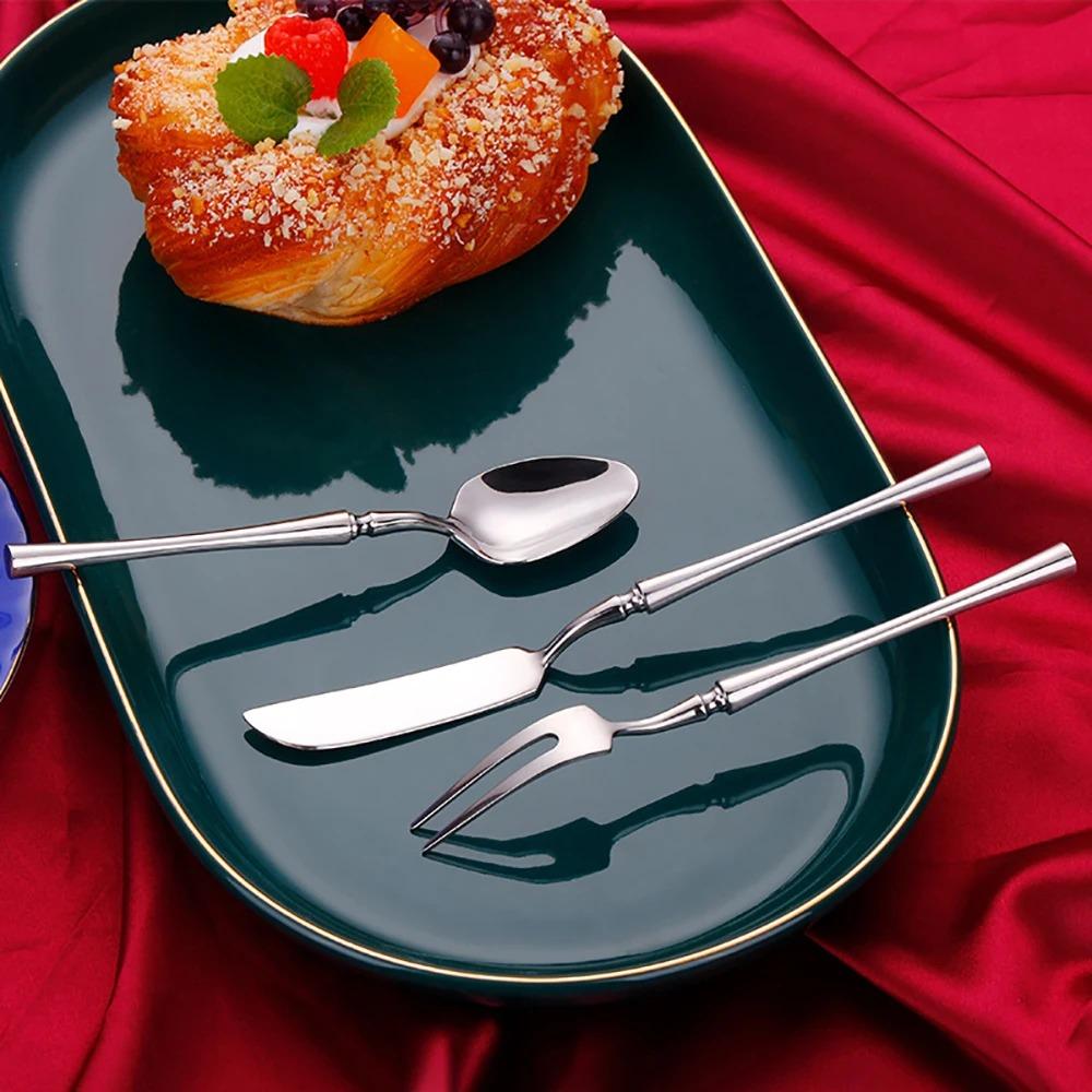 6/24/30 ks Stříbrný příborový set Nerezová ocel 304 Nádobí Elegantní jídelní set Západní nůž Vidlička Lžíce Zrcadlový příbor