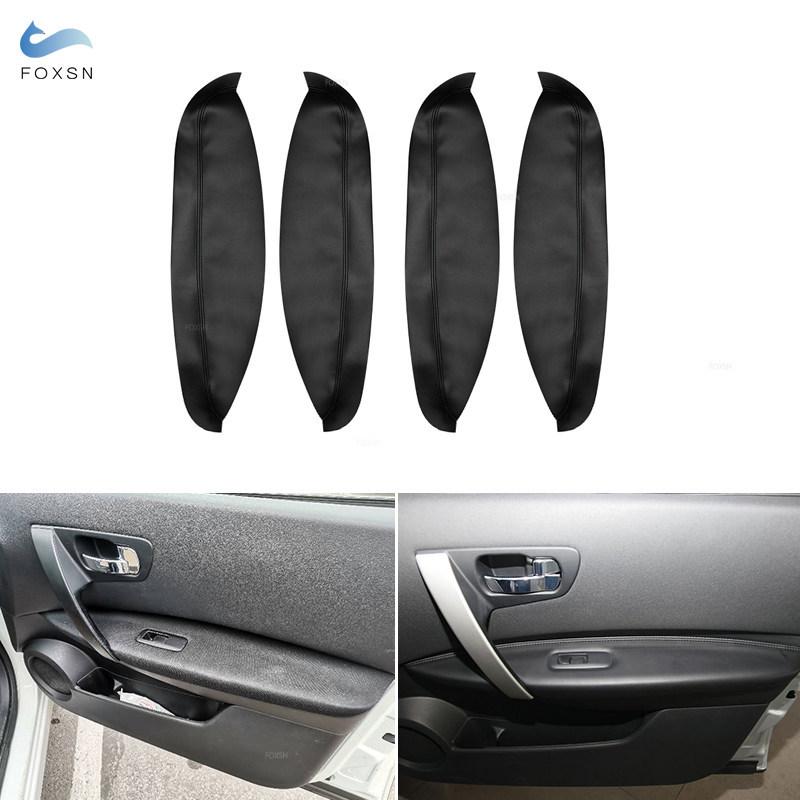 For Nissan Qashqai +2 2007 2008 2009 2010 2011 2012 2013 2014 4pcs Microfiber Leather Car Interior Door Armrest Panel Cover Trim